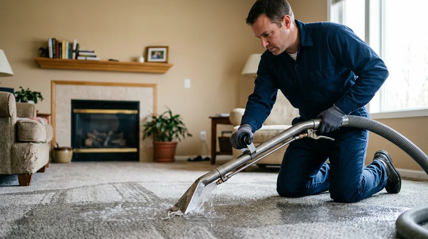 Water damage restoration technician working near Mackey, IN
